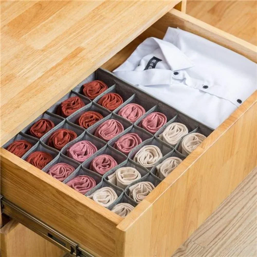 2 Pack Socks Underwear Drawer Organizer Divider, 24 Cell or 16 Cell Collapsible
